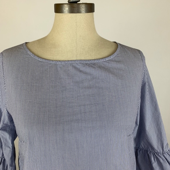 Madewell Stripe 3/4 Sleeve Bell Sleeve Top - Picture 4 of 8